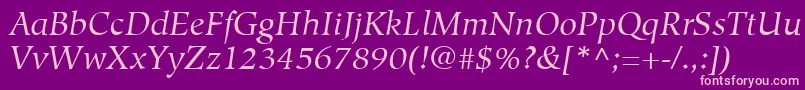 HiroshigeLtBookItalic Font – Pink Fonts on Purple Background