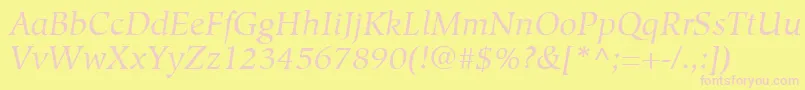 HiroshigeLtBookItalic Font – Pink Fonts on Yellow Background