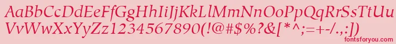 HiroshigeLtBookItalic Font – Red Fonts on Pink Background