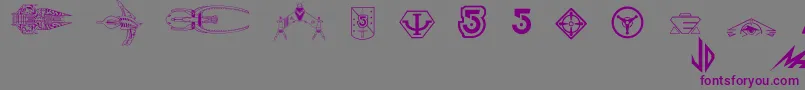 フォントB5wingdings – 紫色のフォント、灰色の背景