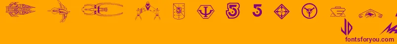 B5wingdings-fontti – violetit fontit oranssilla taustalla