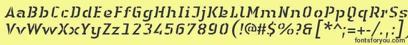 Шрифт LinotypeAuthenticStencilItalic – чёрные шрифты на жёлтом фоне