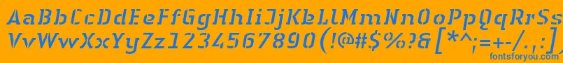 LinotypeAuthenticStencilItalic Font – Blue Fonts on Orange Background