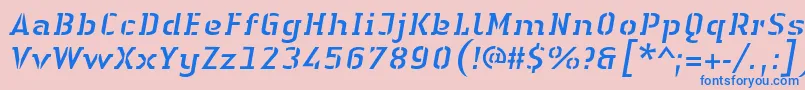 LinotypeAuthenticStencilItalic Font – Blue Fonts on Pink Background