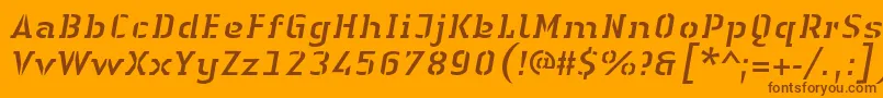 LinotypeAuthenticStencilItalic Font – Brown Fonts on Orange Background