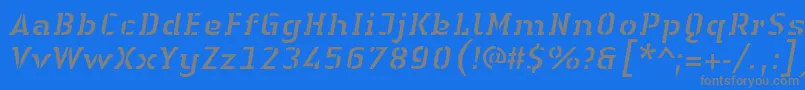 LinotypeAuthenticStencilItalic Font – Gray Fonts on Blue Background