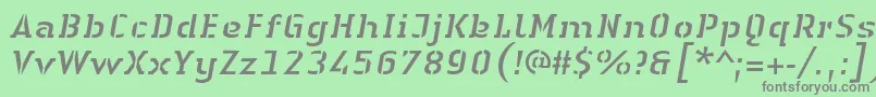 LinotypeAuthenticStencilItalic Font – Gray Fonts on Green Background