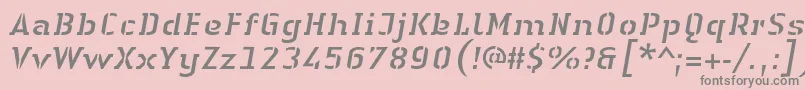 LinotypeAuthenticStencilItalic Font – Gray Fonts on Pink Background