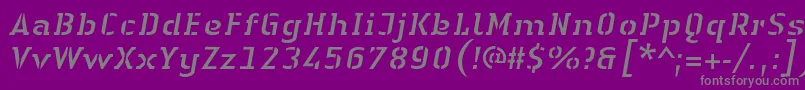 LinotypeAuthenticStencilItalic Font – Gray Fonts on Purple Background