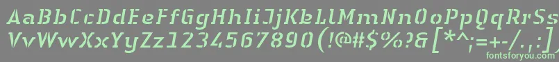 LinotypeAuthenticStencilItalic Font – Green Fonts on Gray Background