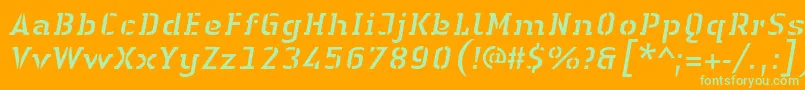 LinotypeAuthenticStencilItalic Font – Green Fonts on Orange Background