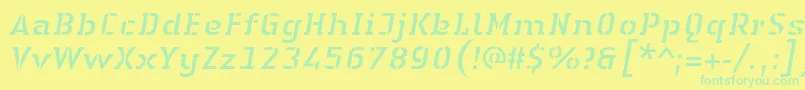 LinotypeAuthenticStencilItalic Font – Green Fonts on Yellow Background
