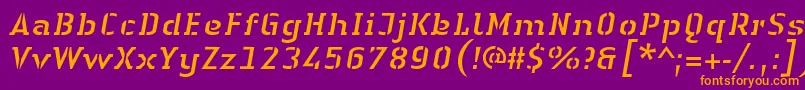 Czcionka LinotypeAuthenticStencilItalic – pomarańczowe czcionki na fioletowym tle