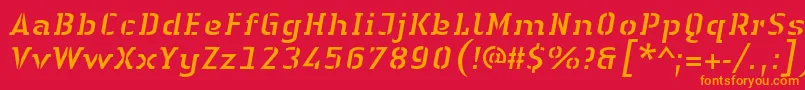 LinotypeAuthenticStencilItalic Font – Orange Fonts on Red Background