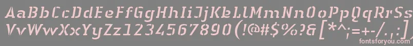 LinotypeAuthenticStencilItalic Font – Pink Fonts on Gray Background