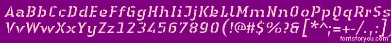 LinotypeAuthenticStencilItalic Font – Pink Fonts on Purple Background