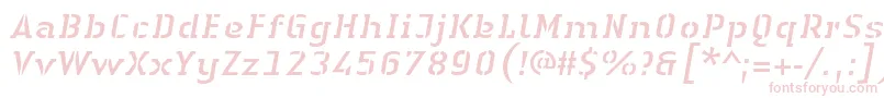 LinotypeAuthenticStencilItalic-Schriftart – Rosa Schriften auf weißem Hintergrund