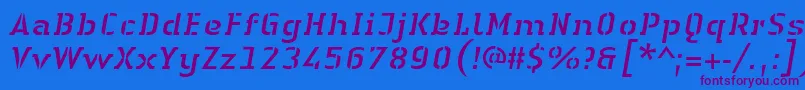 Шрифт LinotypeAuthenticStencilItalic – фиолетовые шрифты на синем фоне