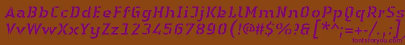 LinotypeAuthenticStencilItalic Font – Purple Fonts on Brown Background