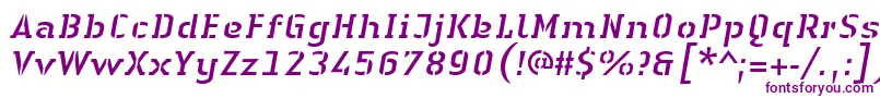 LinotypeAuthenticStencilItalic Font – Purple Fonts on White Background
