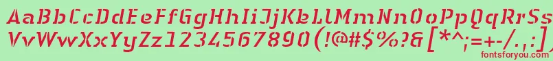 Police LinotypeAuthenticStencilItalic – polices rouges sur fond vert