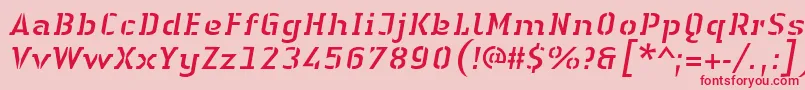 Шрифт LinotypeAuthenticStencilItalic – красные шрифты на розовом фоне