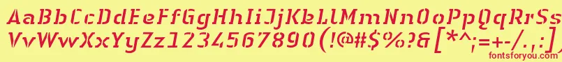 LinotypeAuthenticStencilItalic Font – Red Fonts on Yellow Background