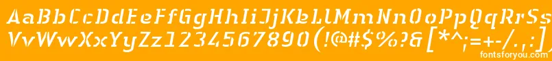 LinotypeAuthenticStencilItalic Font – White Fonts on Orange Background