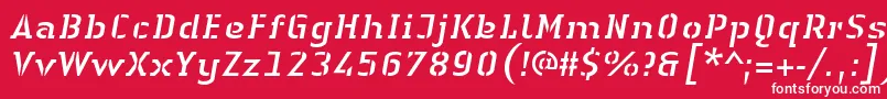 LinotypeAuthenticStencilItalic Font – White Fonts on Red Background