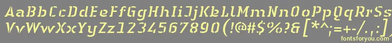 Fonte LinotypeAuthenticStencilItalic – fontes amarelas em um fundo cinza