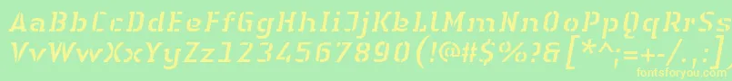 LinotypeAuthenticStencilItalic Font – Yellow Fonts on Green Background
