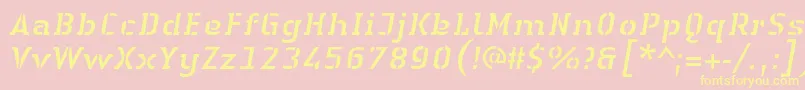 LinotypeAuthenticStencilItalic Font – Yellow Fonts on Pink Background
