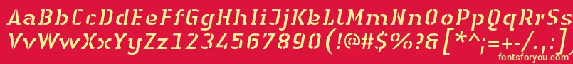 LinotypeAuthenticStencilItalic Font – Yellow Fonts on Red Background