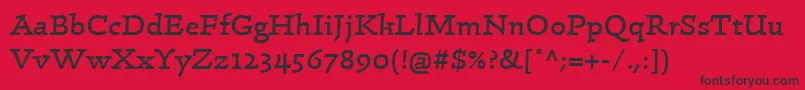 フォントLinotypeConradRegular – 赤い背景に黒い文字