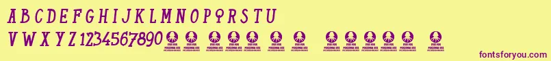 TheChiquitas-fontti – violetit fontit keltaisella taustalla