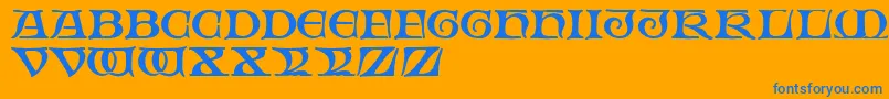 フォントFabliauxRegular – オレンジの背景に青い文字