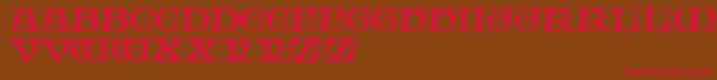 FabliauxRegular-Schriftart – Rote Schriften auf braunem Hintergrund