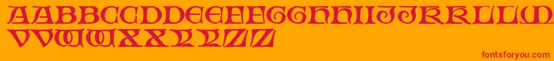 FabliauxRegular-Schriftart – Rote Schriften auf orangefarbenem Hintergrund