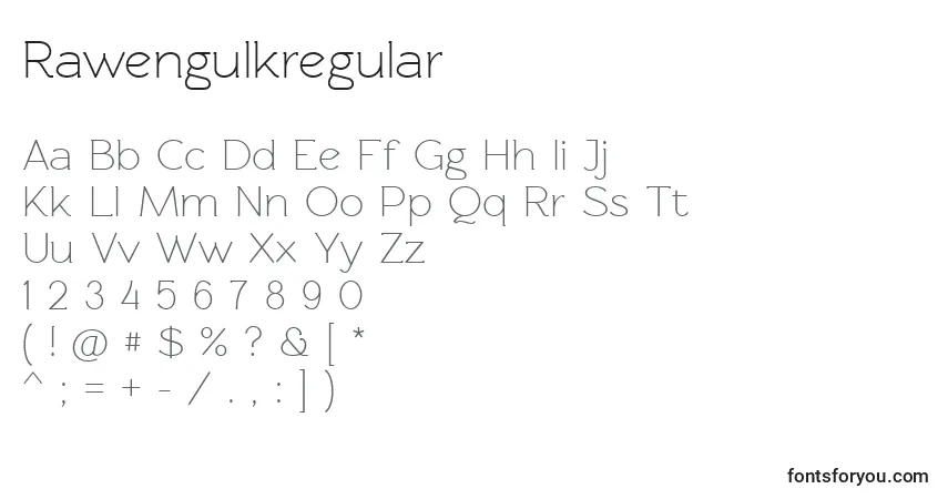 Шрифт Rawengulkregular (81875) – алфавит, цифры, специальные символы