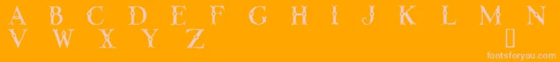 LinthicumDemo-fontti – vaaleanpunaiset fontit oranssilla taustalla