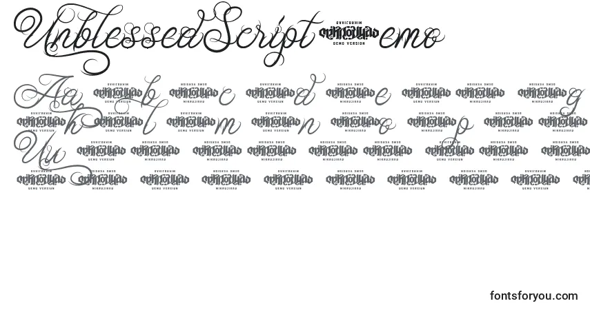 UnblessedScriptDemo Font – alphabet, numbers, special characters