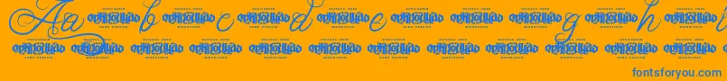 UnblessedScriptDemo Font – Blue Fonts on Orange Background