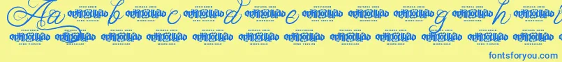 UnblessedScriptDemo Font – Blue Fonts on Yellow Background