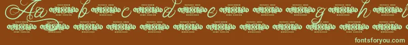 Шрифт UnblessedScriptDemo – зелёные шрифты на коричневом фоне