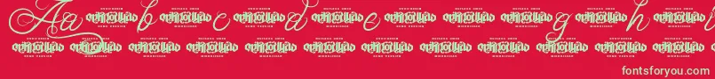 UnblessedScriptDemo Font – Green Fonts on Red Background
