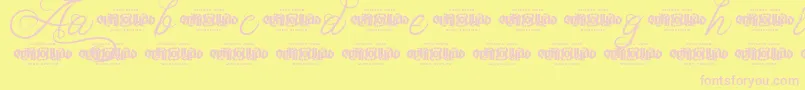 Fonte UnblessedScriptDemo – fontes rosa em um fundo amarelo