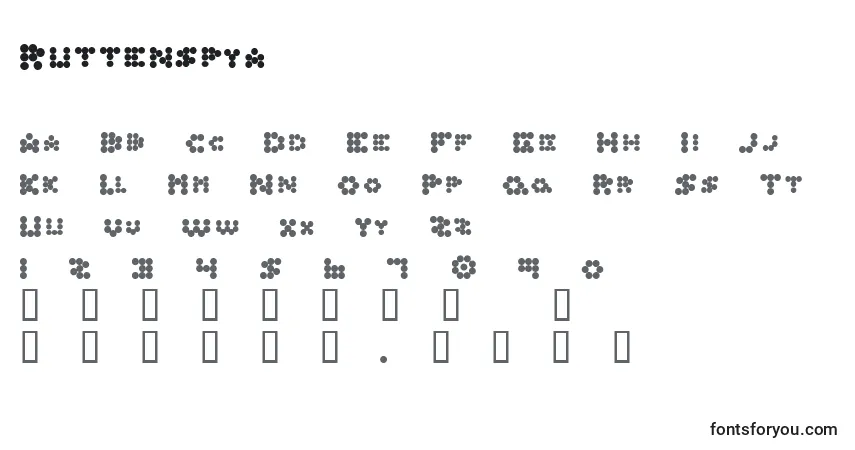 A fonte Ruttenspya – alfabeto, números, caracteres especiais