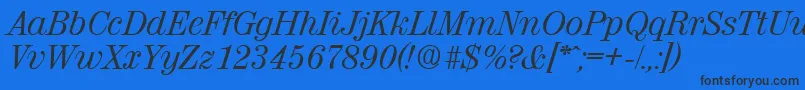 フォントValenciaSerialRegularitalicDb – 黒い文字の青い背景