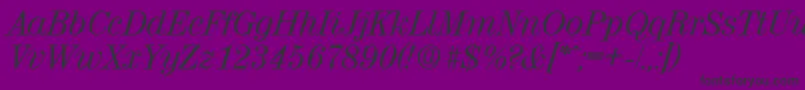 Шрифт ValenciaSerialRegularitalicDb – чёрные шрифты на фиолетовом фоне