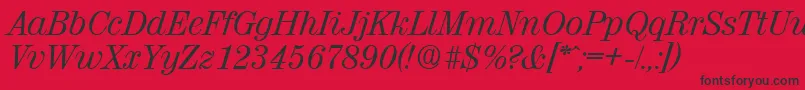 フォントValenciaSerialRegularitalicDb – 赤い背景に黒い文字